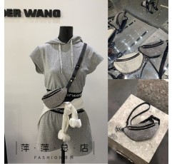 구매대행 알렉산더왕/Alexander Wang 라인스톤 웨이스트백 체인 체스트백 여성용 싱글 숄더 크로스백