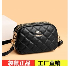 Emgrand 캥거루 가죽 패션 3 층 작은 사각형 가방 여성 Crossbody 가방 2023 새로운 유행 부드러운 가죽 다목적 어깨 가방