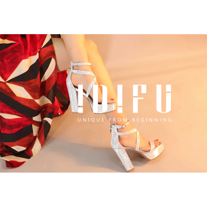 IDIFU 여성 플랫폼 Chunky 하이힐 드레스 샌들 오픈 발가락 발목 스트랩 Strappy 웨딩 신부 파티 댄스 신발 여성 신부