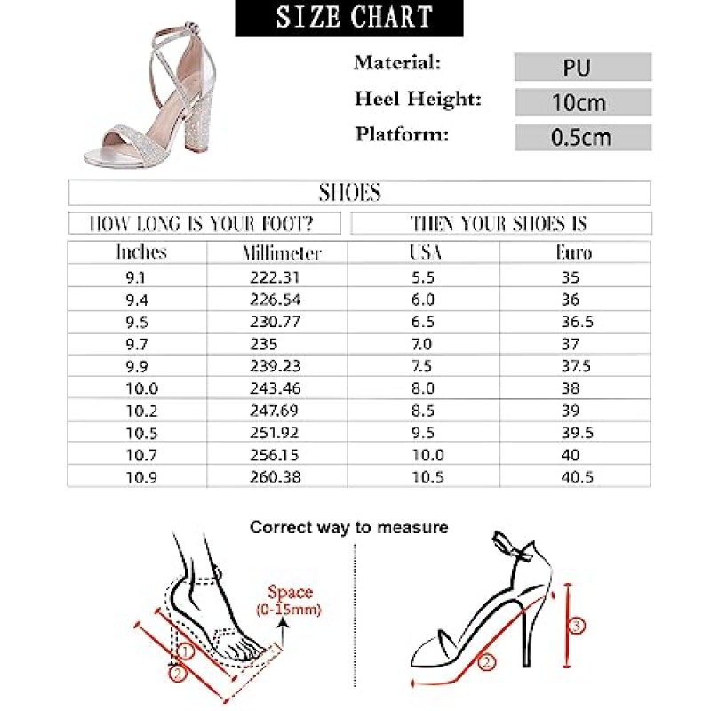 LALA IKAI 여성용 Strappy Chunky 블록 샌들 라인 석 하이힐 드레스 웨딩 파티 저녁 사무실 신발