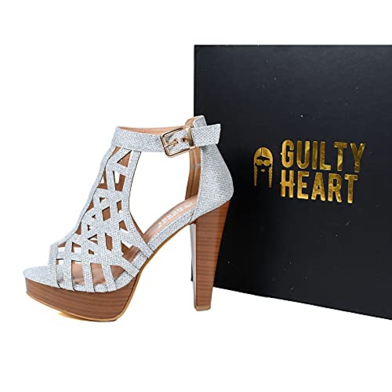 Guilty Shoes - 여성용 스틸레토 플랫폼 하이힐 샌들 - 발가락 컷아웃 편안한 굽 섹시한 신발 펌프스