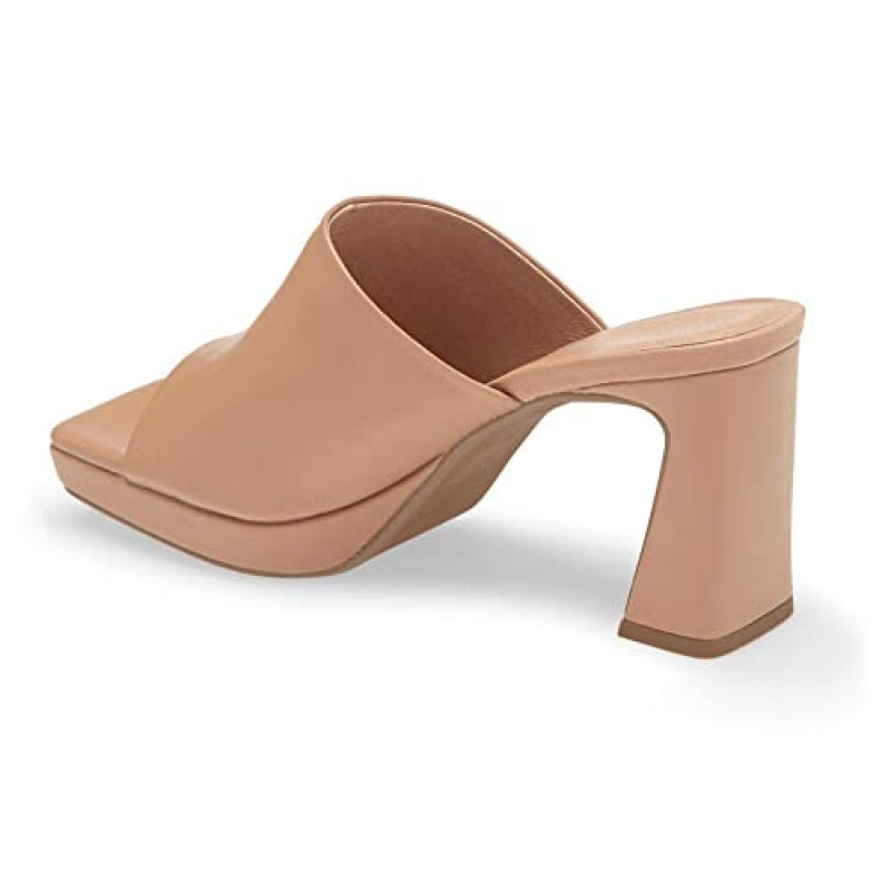 Trish Lucia 여성 플랫폼 청키 힐 뮬 스퀘어 오픈 토우 하이힐 샌들 슬립 온 슬라이드 Derss 신발