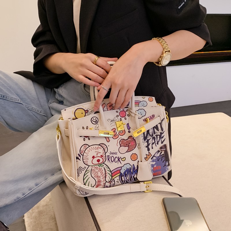 CHEROSE & KEITH 여성용 가방 정품 가죽 베어 그래피티 플래티넘 가방 2021 신작 트렌디 핸드백 지갑
