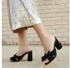 MICIFA 여성용 활 굽 샌들 슬립 온 오픈 토우 블록 청키 힐 샌들 신부 웨딩 드레스 신발