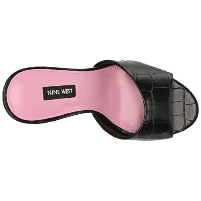 Nine West 여성 FASSI 힐 샌들, 블랙 악어 001, 8.5