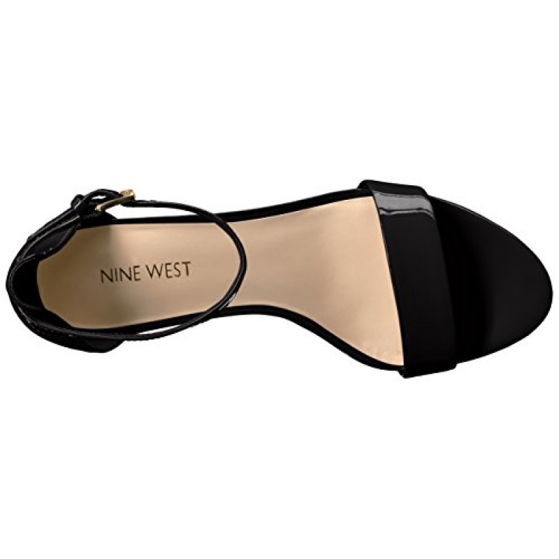 Nine West 여성용 프루스 힐 샌들, 블랙 페이턴트, 9