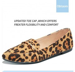 Obtaom 여성용 뾰족한 발가락 로퍼 플랫 편안한 인조 스웨이드 작업 신발, 귀여운 페니 로퍼 슬립 온 발레 플랫