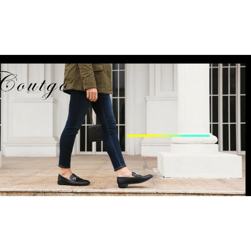 Coutgo Womens Loafers 편안한 슬립 온 페니 로퍼 캐주얼 체인 플랫 작업 사무실 드레스 슈즈