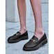 Coutgo Womens Chunky Platform Loafers 로우 힐 플랫 러그 솔 슬립 온 페니 로퍼 Office Work Dress Shoes with Chain