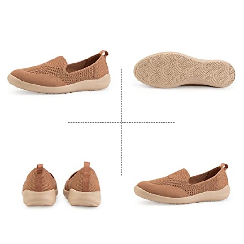 UOUA Womens Slip On Shoes 워킹 플랫 테니스 스니커즈 편안한 로퍼 캐주얼 핏 간호사 출근 작업