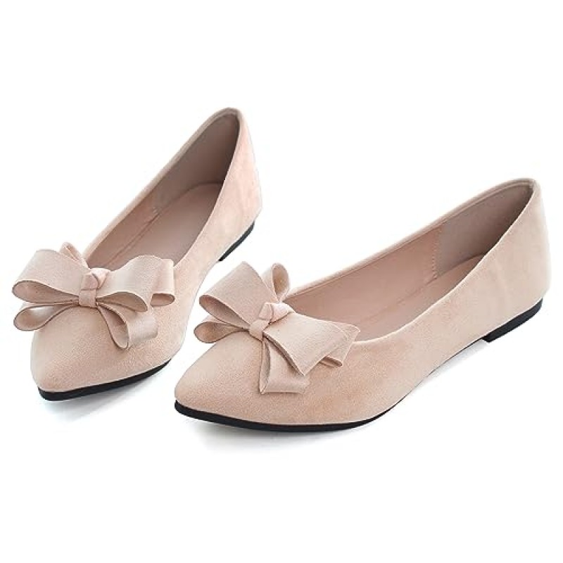 SAILING LU 귀여운 Bowknot 발레 플랫 여성용 Pointed Toe Crystals 신발 컴포트 경량 로퍼