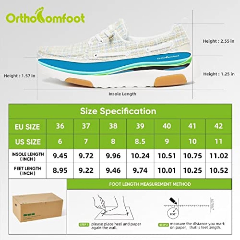 OrthoComfoot 아치 지지대가 있는 여성용 보트 슈즈, 발바닥 근막염을 위한 편안한 슬립온 슈즈, 발뒤꿈치 및 발 통증 완화를 위한 정형외과용 캐주얼 데크 로퍼