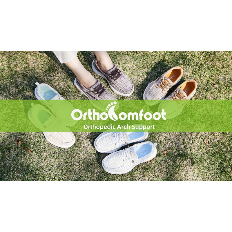 OrthoComfoot 아치 지지대가 있는 여성용 보트 슈즈, 발바닥 근막염을 위한 편안한 슬립온 슈즈, 발뒤꿈치 및 발 통증 완화를 위한 정형외과용 캐주얼 데크 로퍼