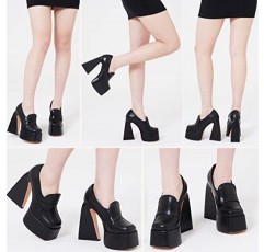 Goiphrri 여성 플랫폼 Chunky Heels 라인 석 발목 스트랩 플랫폼 스퀘어 발가락 블록 얼룩 드레스 파티 펌프 여성용 굽 샌들