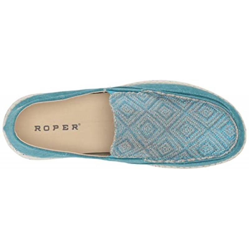 Roper Womens 청록색 직물은 게으름뱅이 신발에 느슨한 미끄러짐을 걸어 놓습니다