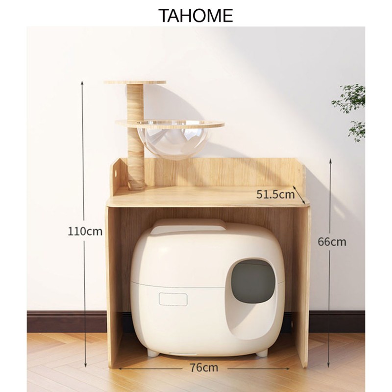 TAHOME 고양이 쓰레기 상자 캐비닛 작은 고양이 쓰레기 상자 보관 랙 상단 탈취 고양이 등산 프레임 고양이 화장실 캐비닛 포함