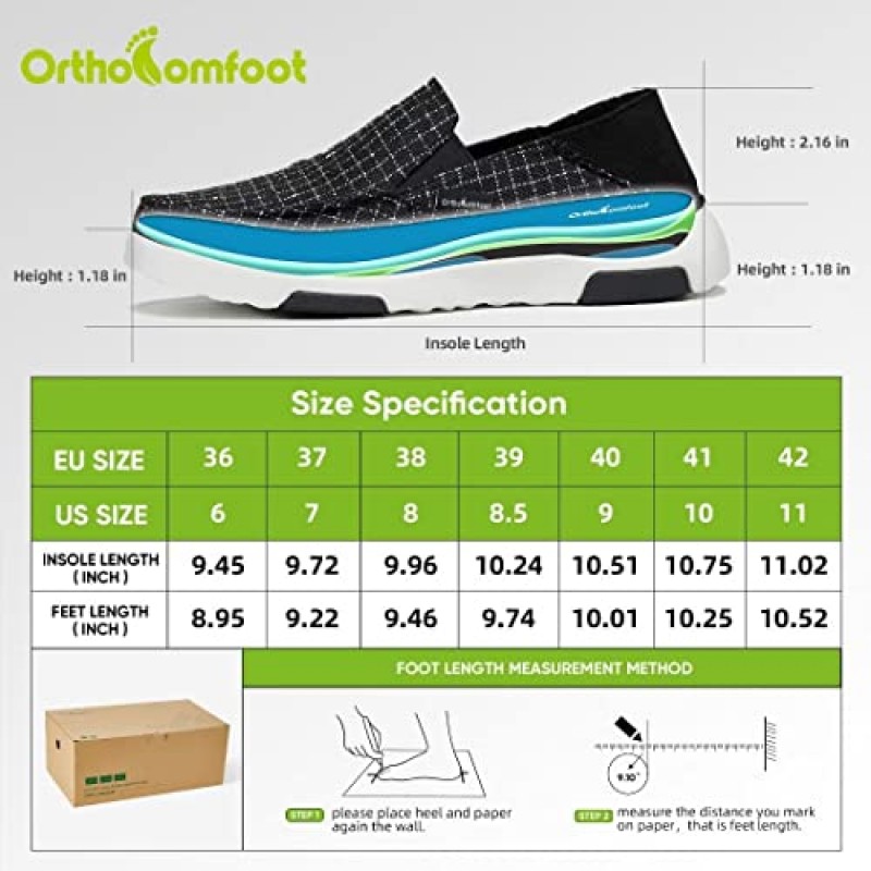 OrthoComfoot 여성용 슬립온 신발, 아치 지지대, 정형외과용 슬리퍼, 통증 완화용 발바닥 근막염 로퍼