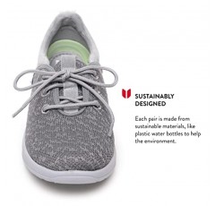 Minnetonka 여성용 Eco Anew-Knit 캐주얼 스니커즈는 70% 재활용 사탕수수 EVA, 재활용 직물, 100% 재활용 통기성 메쉬 안감 및 Ortholite EcoPlush 재활용 안창으로 디자인되었습니다.