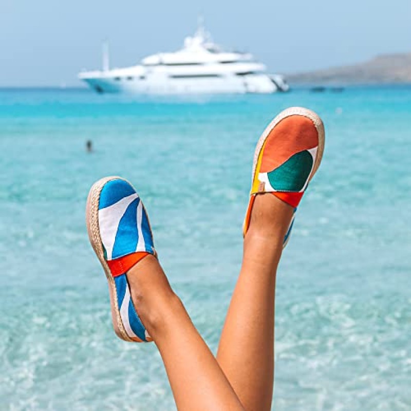 UIN 여성용 에스파드리유 슬립온 니트 경량 워킹 캐주얼 로퍼 편안한 아트 페인팅 여행 신발 Marbella II