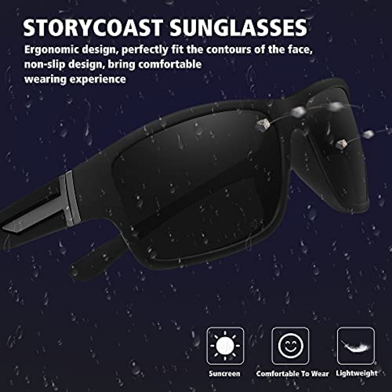 STORYCOAST 남성용 여성용 편광 스포츠 선글라스 깨지지 않는 프레임 사이클링 낚시 운전