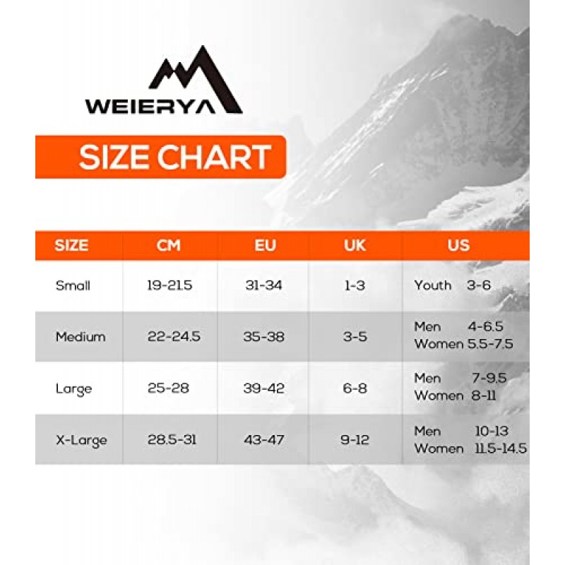 WEIERYA 스키 양말 스키, 스노보드, 야외 스포츠 성능 양말용 2쌍 팩