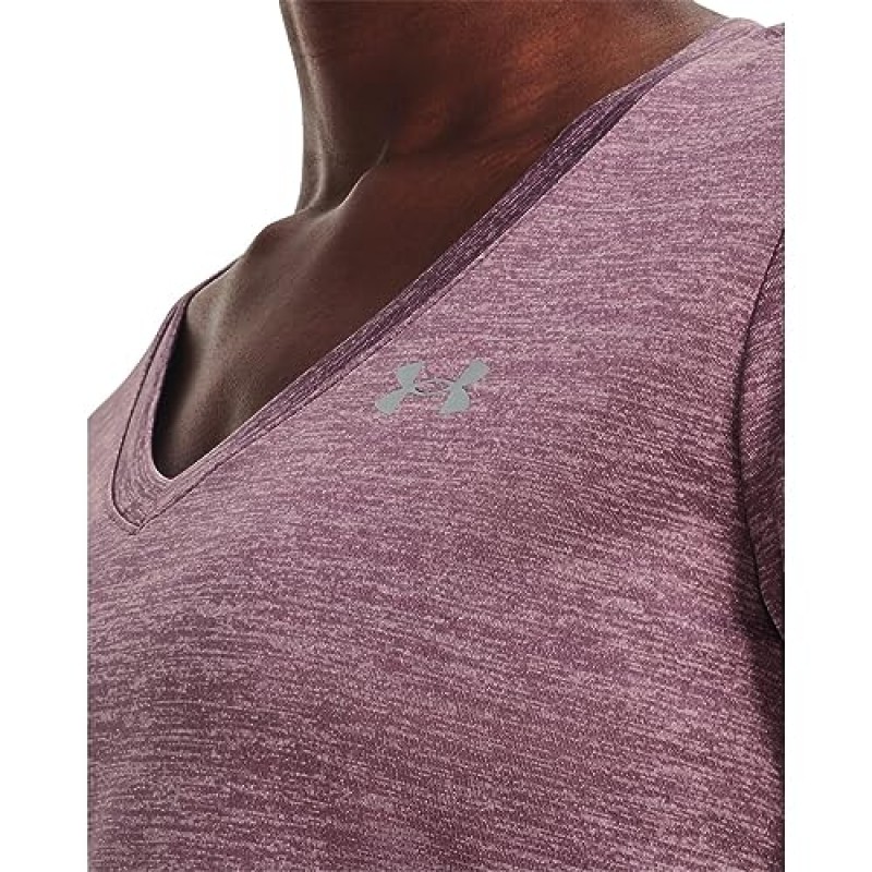 Under Armour 여성용 테크 반팔 브이넥 - 트위스트