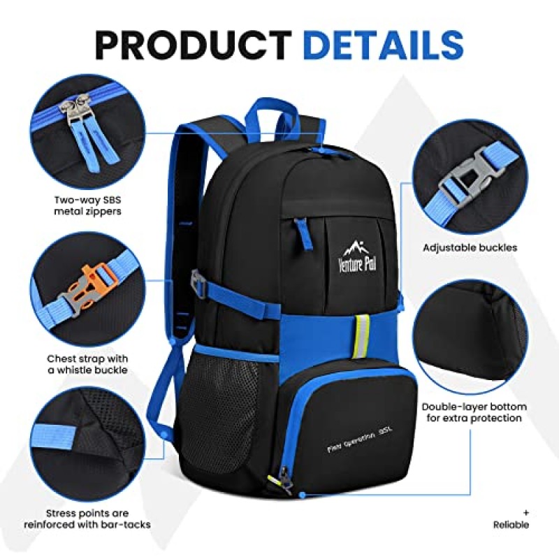 Venture Pal 35L 초경량 경량 포장 가능 접이식 여행 캠핑 하이킹 야외 스포츠 배낭 데이팟