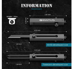 EDC 핀셋 정밀 포켓 나이프 2 in1 멀티툴 프리미엄 정전기 방지 공예, 보석, 납땜, 야외 스포츠 실험실 작업(실버)