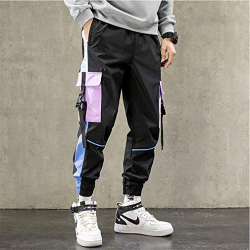 FANLUKA Mens Joggers 카고 바지 야외 스포츠 패션 캐주얼 육상 남성용 쿨 바지 Drawstring이있는 힙합