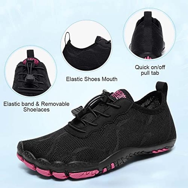 Hiitave Womens Water Shoes 수영 다이빙 서핑 아쿠아 스포츠 풀 비치 워킹 요가를위한 빠른 건조 맨발