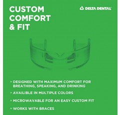 Delta Dental Athletic Sports 마우스 가드 - ADA 승인 - 접촉 스포츠용 기존 마우스 가드의 충격 흡수 2배 - 교정기와 함께 작동(청소년용, 파란색) 2팩