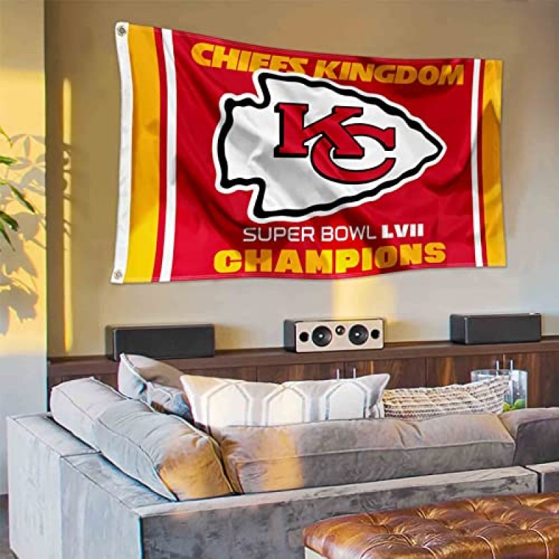 WinCraft Kansas City Chiefs 슈퍼볼 챔피언 Chiefs Kingdom 깃발 야외 실내 3x5 풋 배너