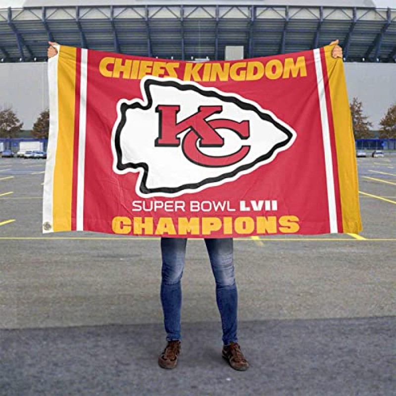 WinCraft Kansas City Chiefs 슈퍼볼 챔피언 Chiefs Kingdom 깃발 야외 실내 3x5 풋 배너