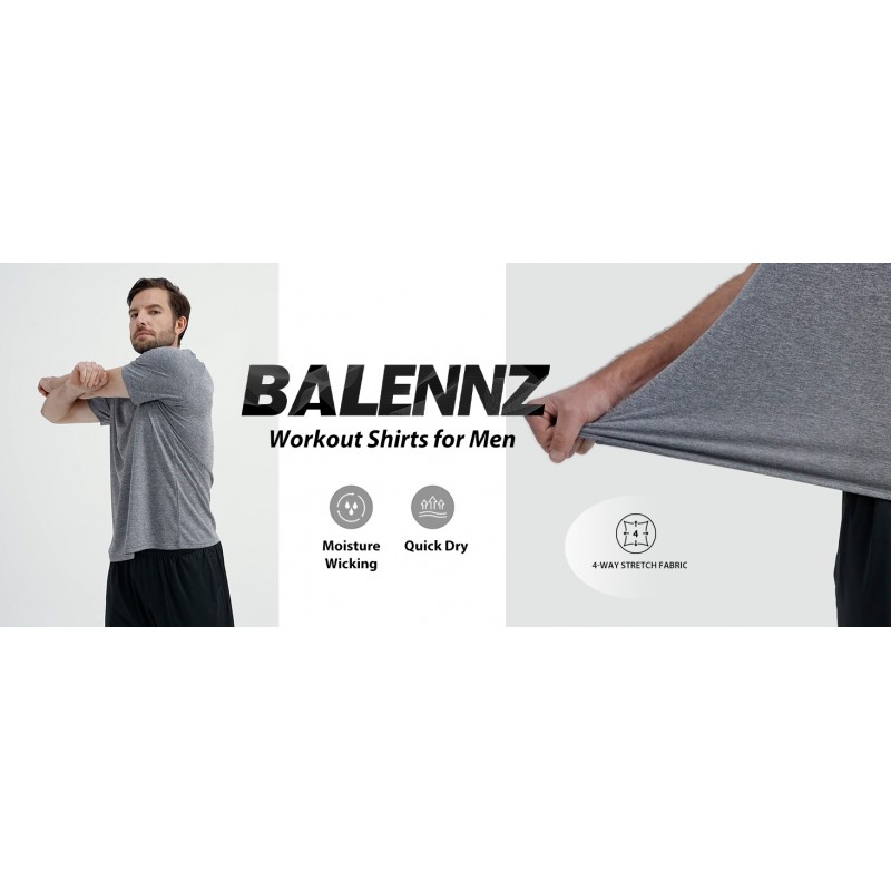 BALENNZ 남성용 운동 셔츠, 수분 흡수 빠른 건조 활동적 운동 남성용 체육관 퍼포먼스 티셔츠