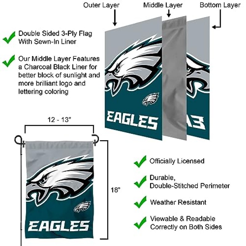 필라델피아 이글스 대형 로고 양면 정원 배너 깃발