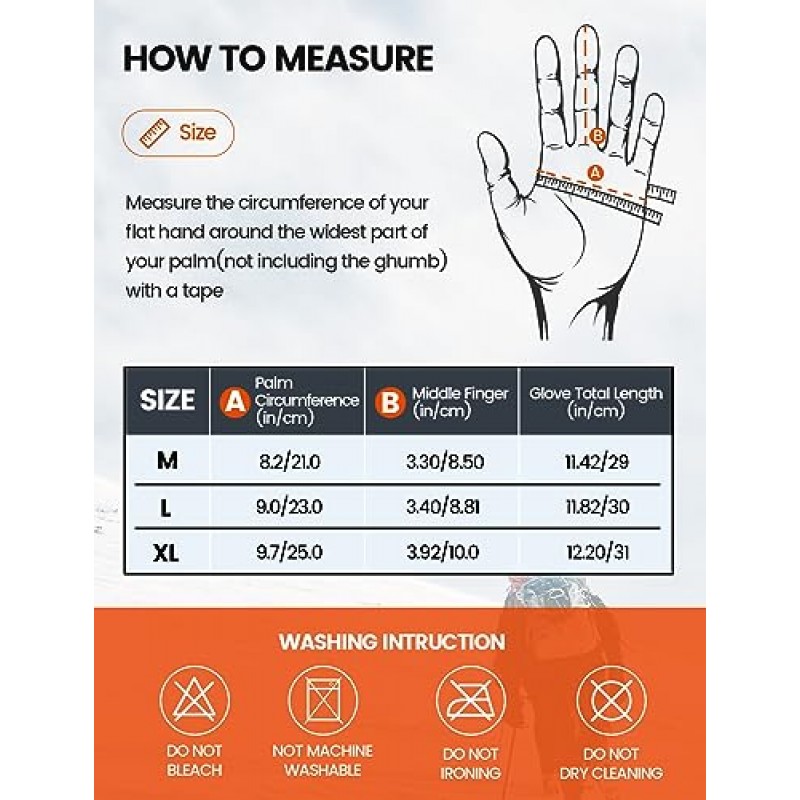 ANOWONA 겨울 장갑 방수 및 방풍 여성 남성, 터치스크린 손가락이 있는 추운 날씨 장갑, 3M Thinsulate 스노우 스키 장갑, 야외 사이클링을 위한 따뜻한 열 장갑