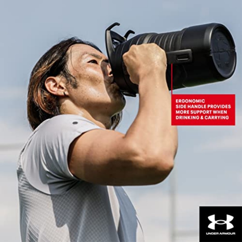 UNDER ARMOUR 플레이메이커 스포츠 저그, 손잡이가 있는 물병, 폼 절연 및 누출 방지, 64온스