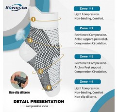 Uowuoiw 여성과 남성을 위한 발가락 없는 신경병증 압축 양말, 발목 압축 슬리브, 신경병증을 위한 신경병증 양말 부은 발, 부기, 발바닥 근막염, 염좌 통증 완화