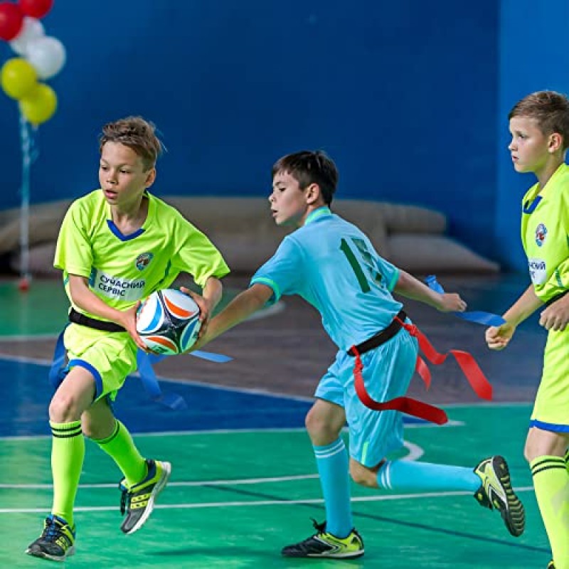 Hungdao 12 플레이어 플래그 축구 벨트 및 플래그 세트 어린이를위한 조정 가능한 축구 벨트 청소년 성인 실내 야외 훈련