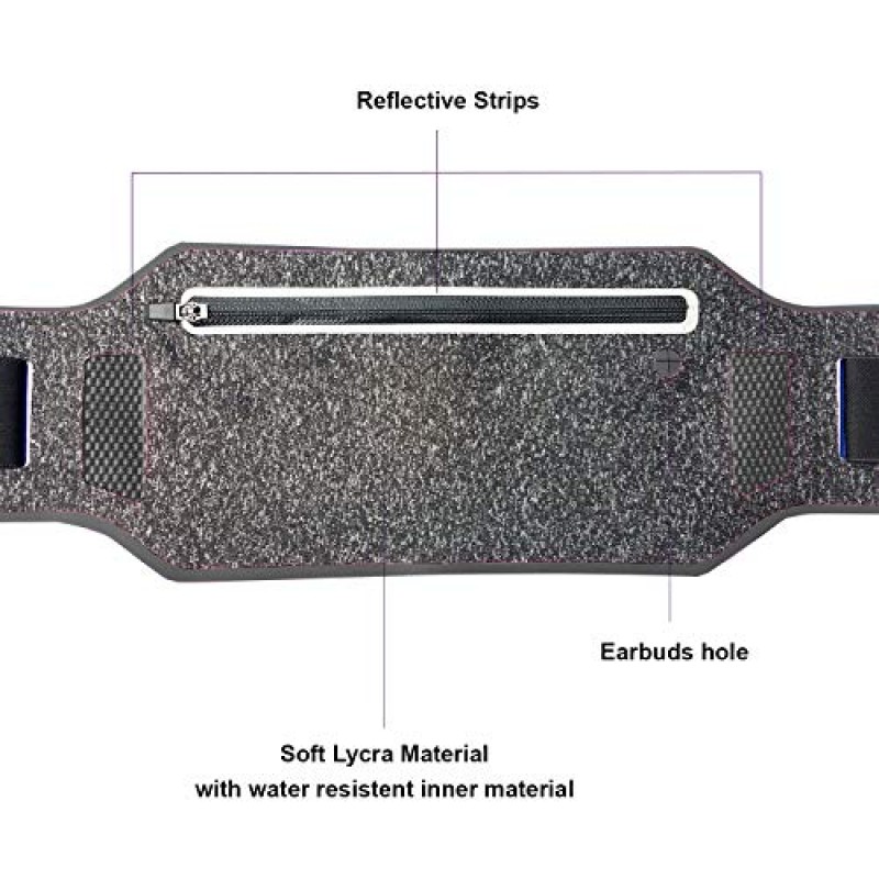 ANJ 야외용 슈퍼 슬림 방수 머니 벨트, 여성 및 남성용 런닝 벨트, 휴대폰, 카드 및 돈을 보관할 수 있는 확장 가능한 전화 벨트. 여행, 스포츠 및 요가에 이상적인 허리 가방 허리 팩