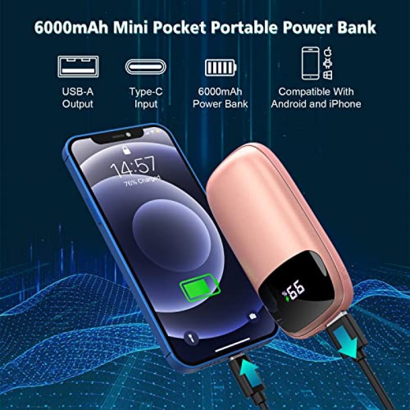 손난로 충전식 2 팩, 12000mAh 고용량 전기 손난로, 디지털 디스플레이가 있는 재사용 가능한 휴대용 포켓 히터, Raynauds, 야외, 사냥, 캠핑, 하이킹, 골프, 사무실, 선물용으로 적합