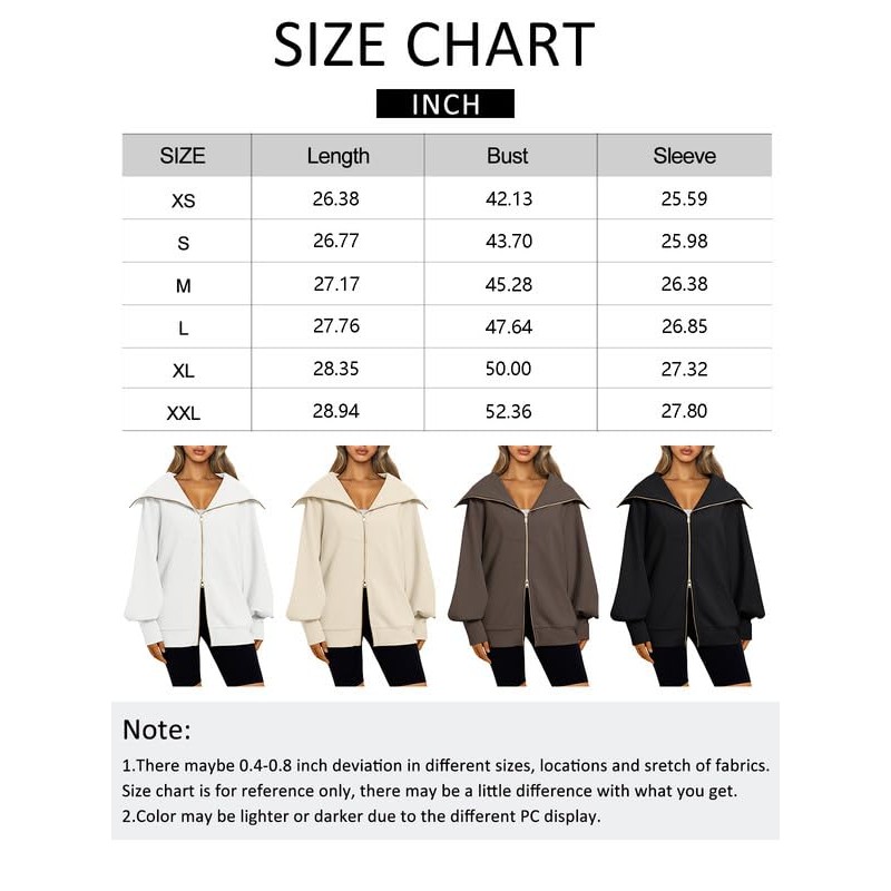 EFAN Womens Oversize Full Zip Up 스웻 셔츠 가을 재킷 여성용 의상 패션 2023 Winter trendy Cothes with Pocket