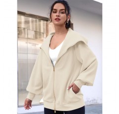 EFAN Womens Oversize Full Zip Up 스웻 셔츠 가을 재킷 여성용 의상 패션 2023 Winter trendy Cothes with Pocket