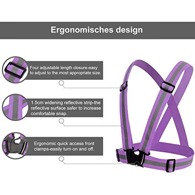 Chiwo 반사 조끼 러닝 기어 2팩, 야간 사이클링, 하이킹, 조깅, 개 산책을 위한 높은 가시성 조절 가능한 안전 Ves