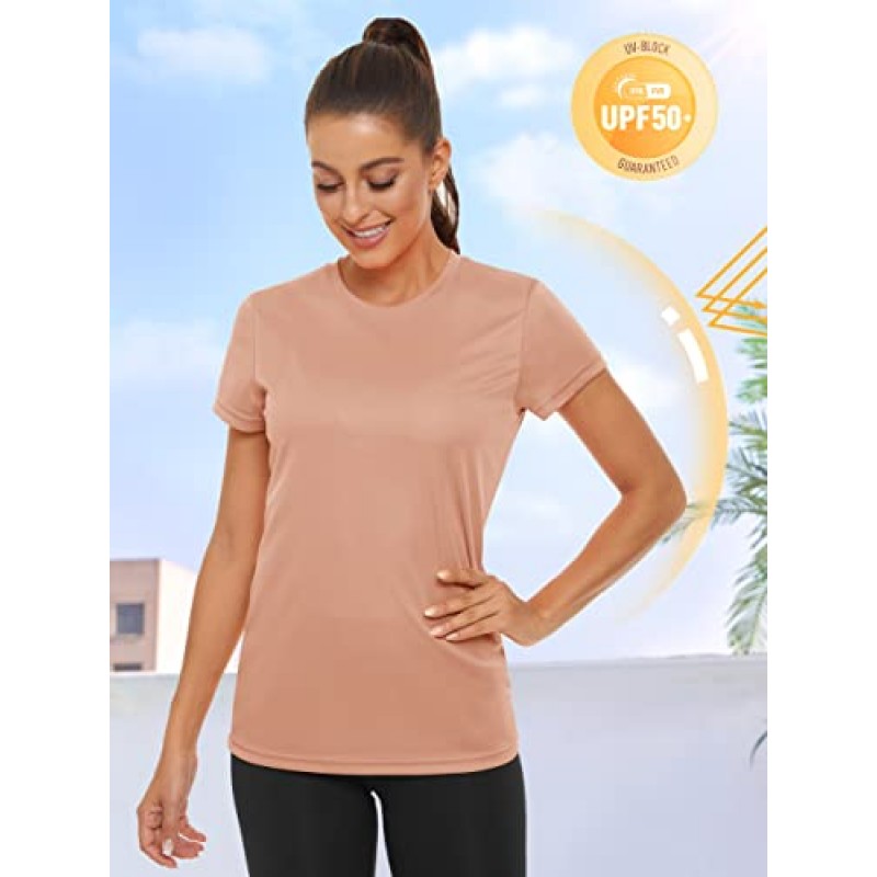 TACVASEN 여성용 반팔 셔츠 Sun Protection T-Shrit UPF 50+ 퀵 드라이 야외 요가 러닝 체육관 운동 탑