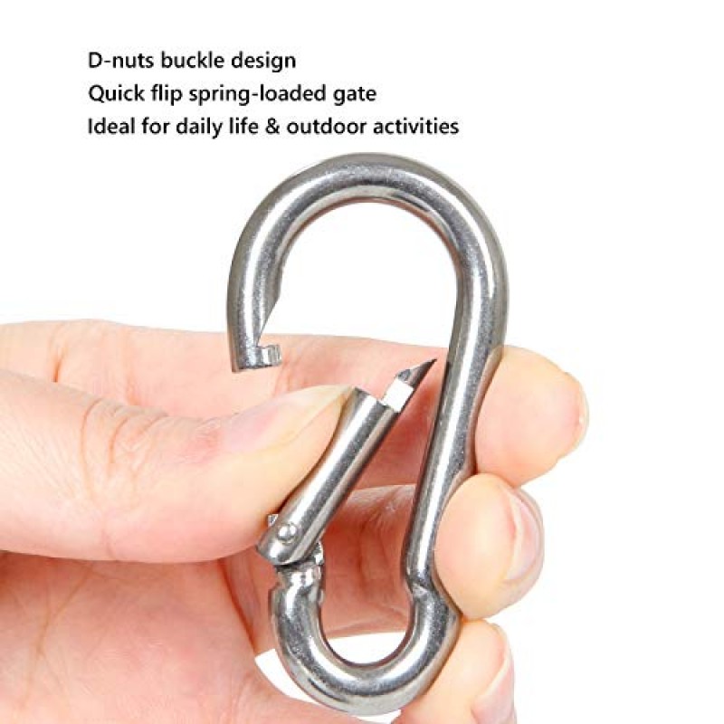 CertBuy 30pcs M6 스프링 스냅 후크 스테인레스 스틸 Carabiner 클립 키 ​​체인 홈 야외 스포츠 캠핑에 대 한 2.4 인치 스프링 링 후크