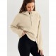 WYNNQUE Womens Quarter Zip 풀오버 자른 후드 긴 소매 양털 하프 지퍼 스웨터 가을 의상 의류