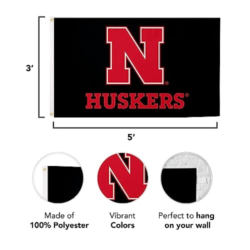 Desert Cactus University of Nebraska 플래그 Huskers GBR NU Huskers 플래그 배너 100% 폴리에스터 실내 실외 3x5(스타일 Y)