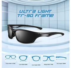 LINVO 남성용 편광 선글라스 자외선 차단 초경량 운전 사이클링 낚시 선글라스 (지퍼 케이스 포함)