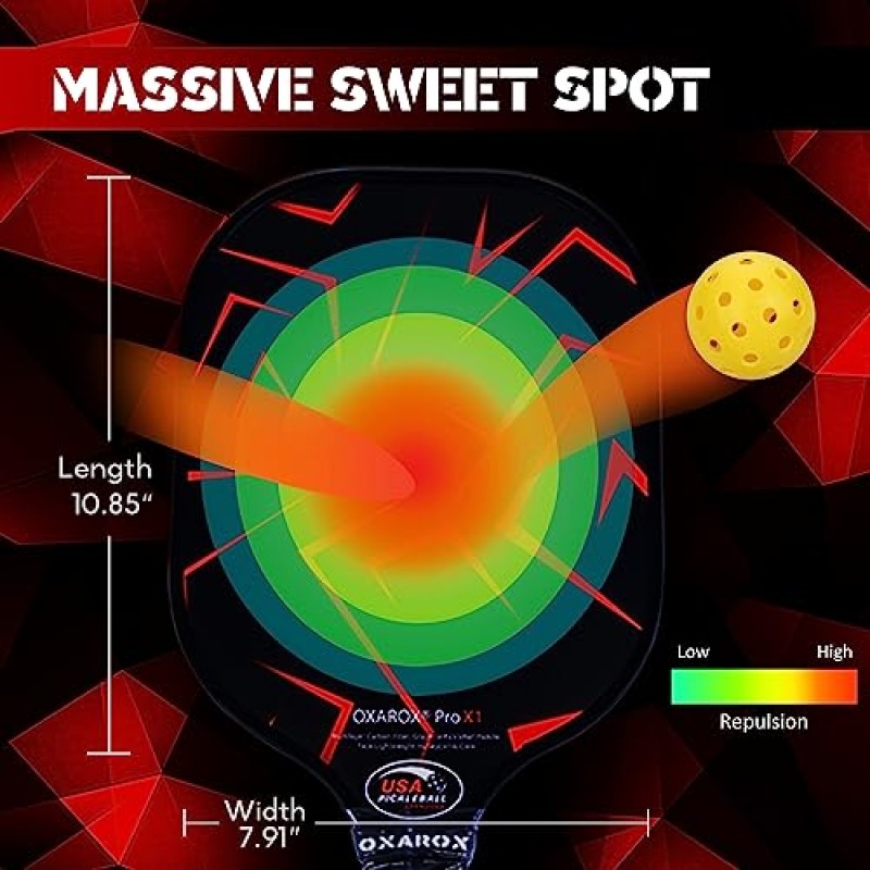 OXAROX 피클볼 패들 2개 세트 - 고회전 흑연 표면, USAPA 승인 피클볼 세트, 경량 피클볼 라켓 미끄럼 방지 땀 흡수 그립, 실내외 공 4개 및 가방